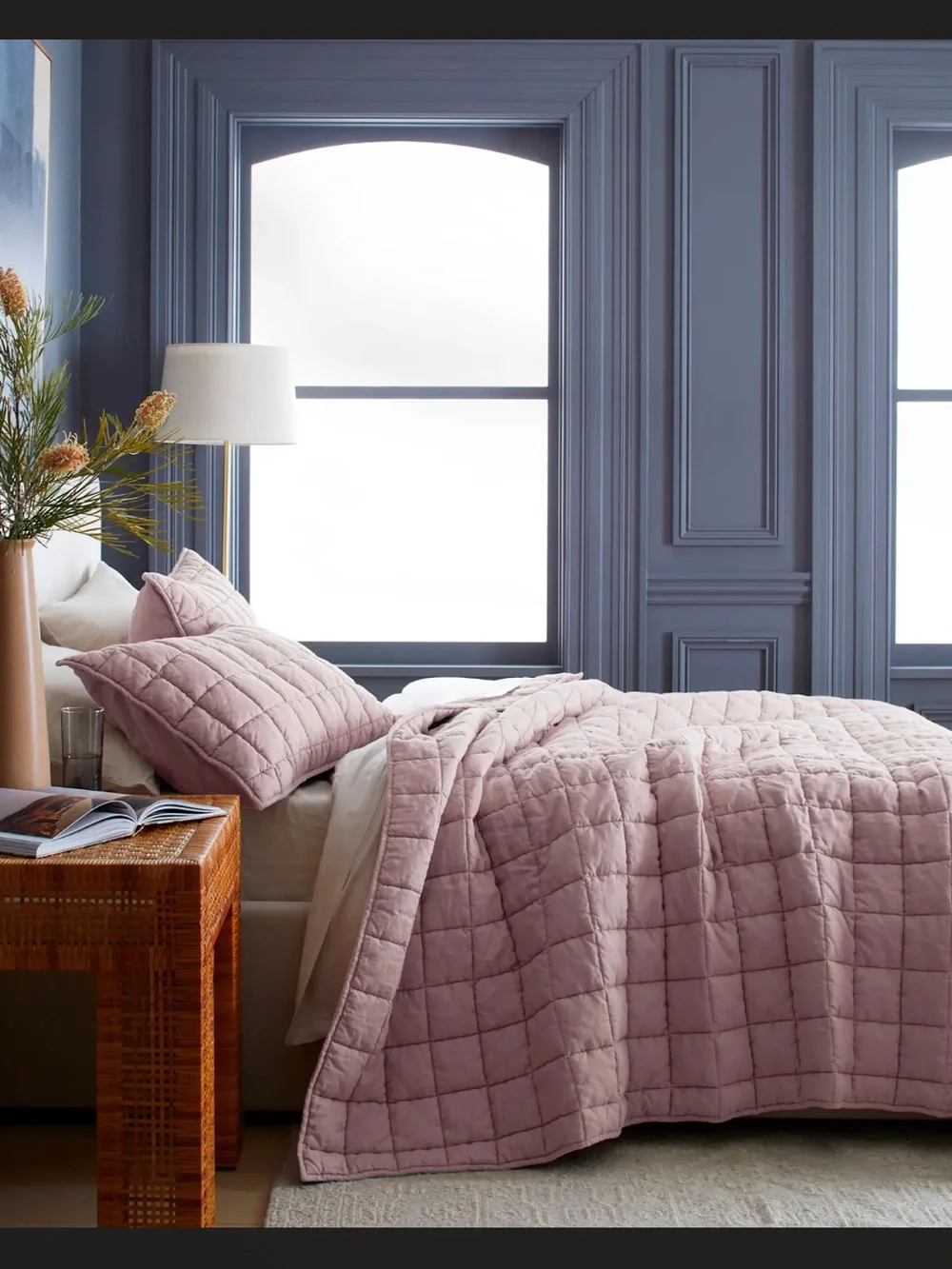 Quince European Linen Box Quilt in Dusty Mauve  King/Cal King 901